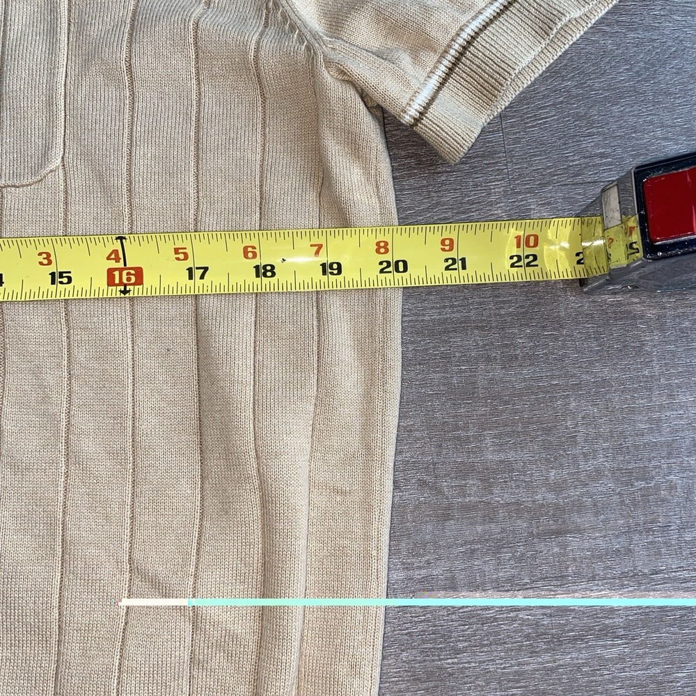 Ben Sherman Vertical Ribbed Cream Beige Knitted Polo W Pocket Size Medium 1372‎ - Picture 6 of 8